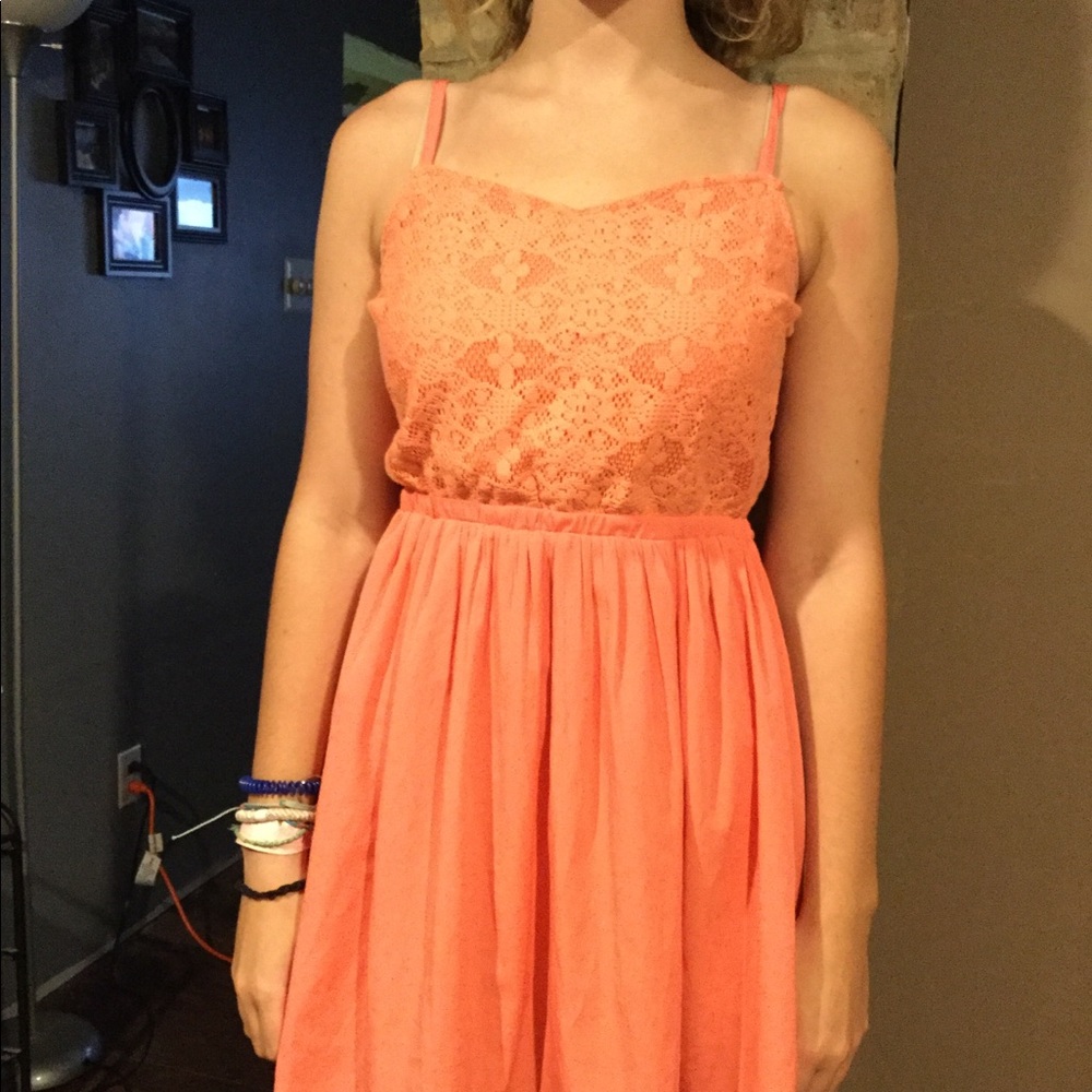 Mid thigh orange dress